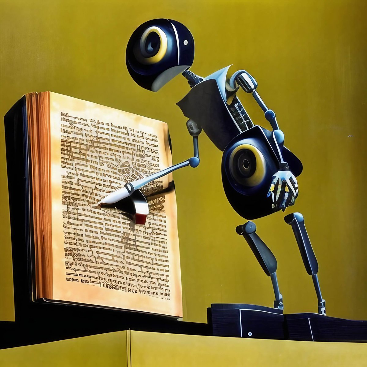 Jasper AI-generated image of robot writing a story.