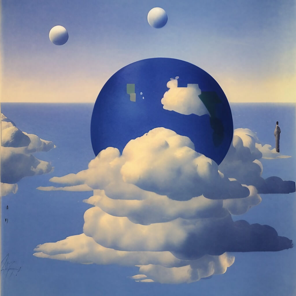 Jasper AI-generated art of a world and clouds